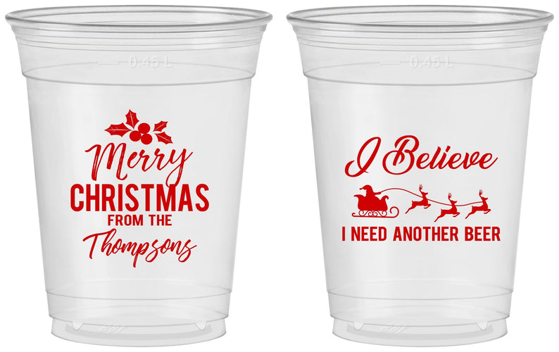 Custom Christmas 16 oz Soft Sided Clear Cups - Santa Claus | 280086