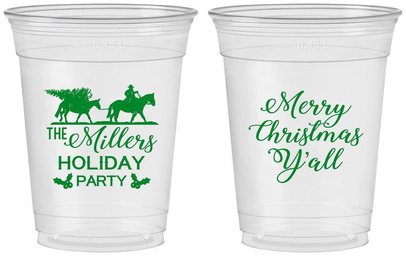 Custom Christmas 16 oz Soft Sided Clear Cups - Country | 280087
