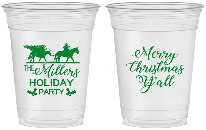 Custom Christmas 16 oz Soft Sided Clear Cups - Country | 280087