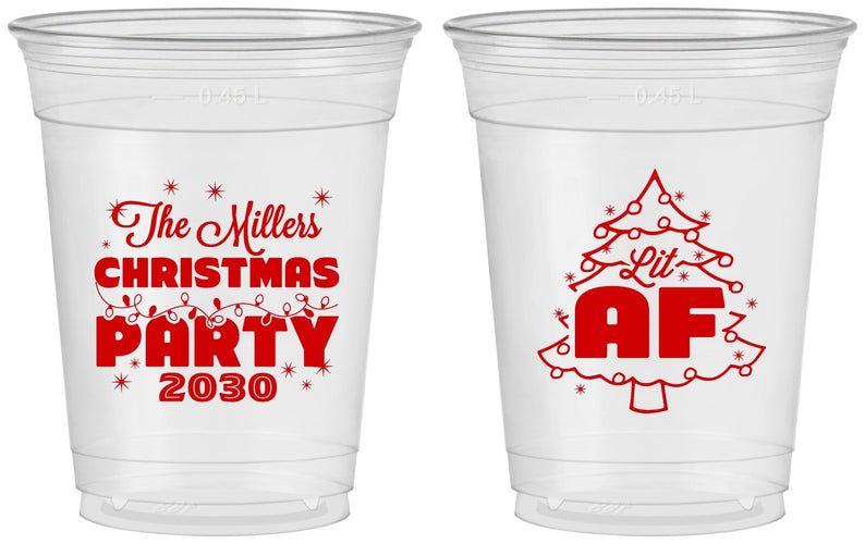 Custom Christmas 16 oz Soft Sided Clear Cups - Lit Af | 280090