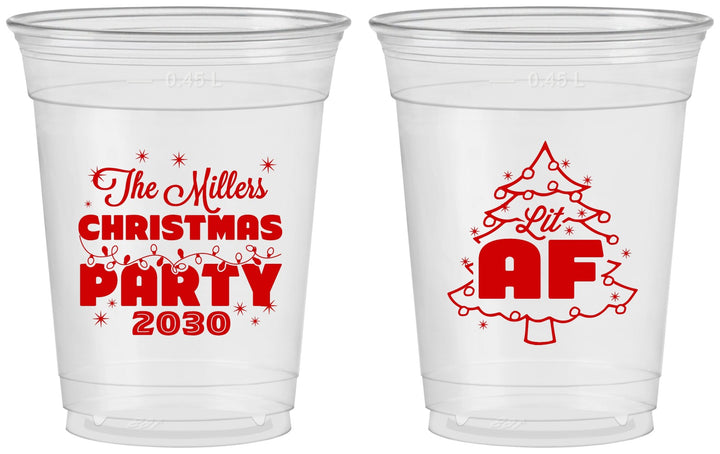 Custom Christmas 16 oz Soft Sided Clear Cups - Lit Af | 280090