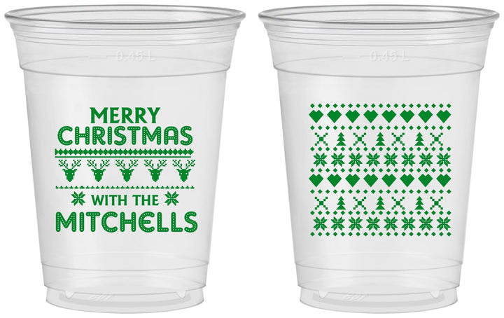 Custom Christmas 16 oz Soft Sided Clear Cups - Ugly Sweater | 280091