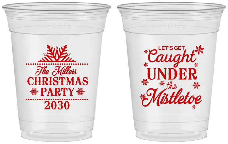 Custom Christmas 16 oz Soft Sided Clear Cups - Mistletoe | 280092