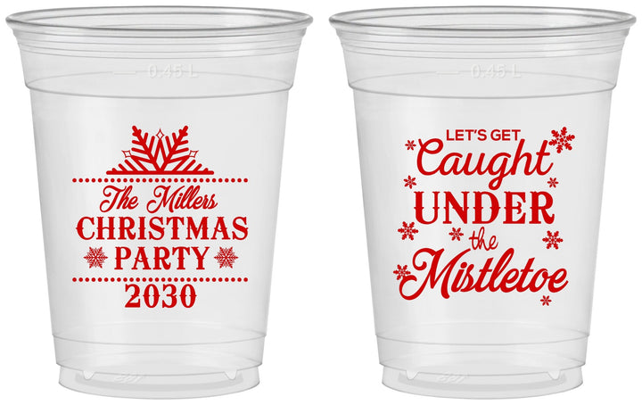 Custom Christmas 16 oz Soft Sided Clear Cups - Mistletoe | 280092