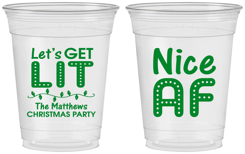 Custom Christmas 16 oz Soft Sided Clear Cups - Nice Af | 280093