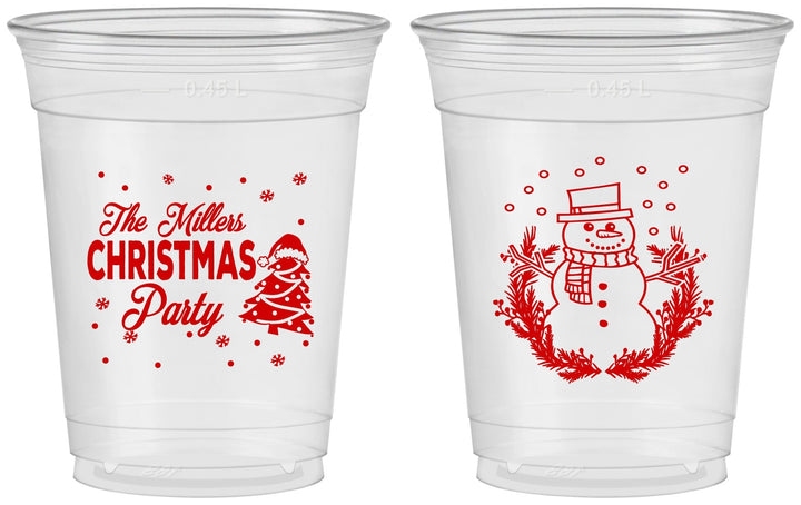 Custom Christmas 16 oz Soft Sided Clear Cups - Snowman | 280096