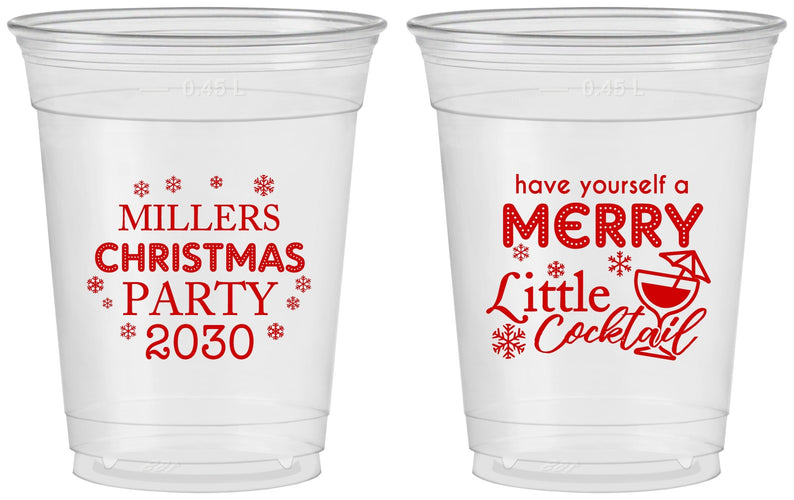 Custom Christmas 16 oz Soft Sided Clear Cups - Cocktail | 280098