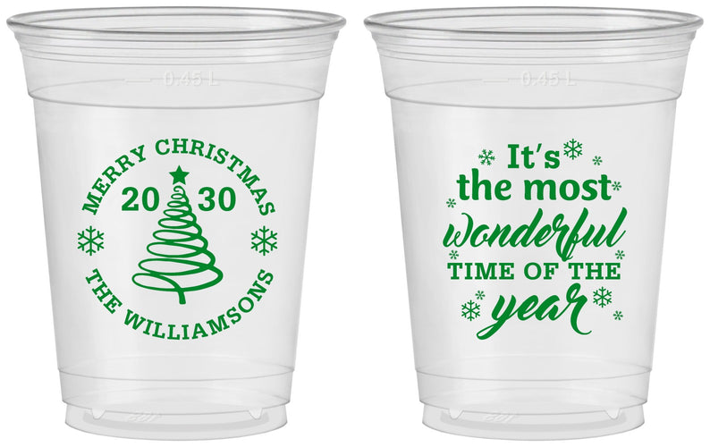 Custom Christmas 16 oz Soft Sided Clear Cups - Wonderful Time For A Beer | 280099