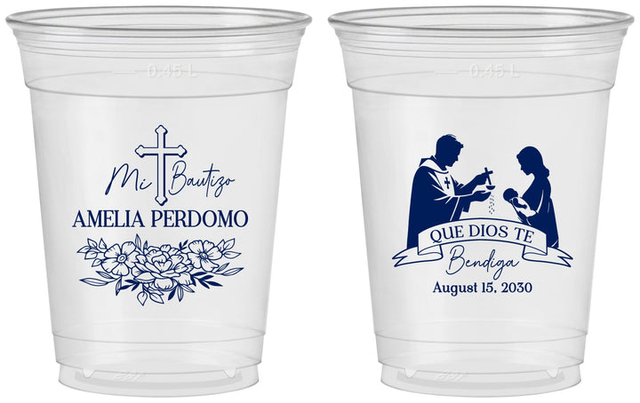 Custom Baptism 16 oz Soft Sided Clear Cups - Mi Bautizo | 290001