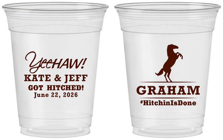 Custom Wedding 16 oz Soft Sided Clear Cups - Got Hitched | 296
