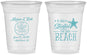 Custom Wedding 16 oz Soft Sided Clear Cups - Started On The Beach | 298