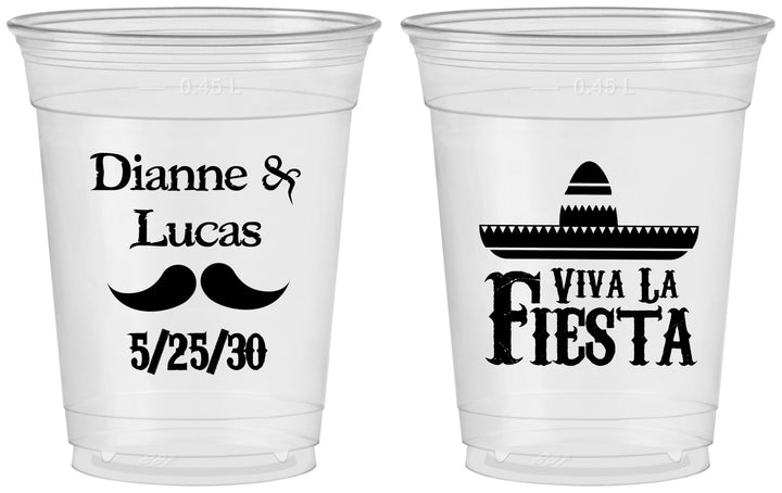 Custom Wedding 16 oz Soft Sided Clear Cups - Viva La Fiesta | 299