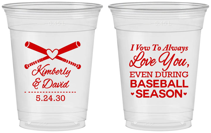 Custom Wedding 16 oz Soft Sided Clear Cups - Baseball | 301