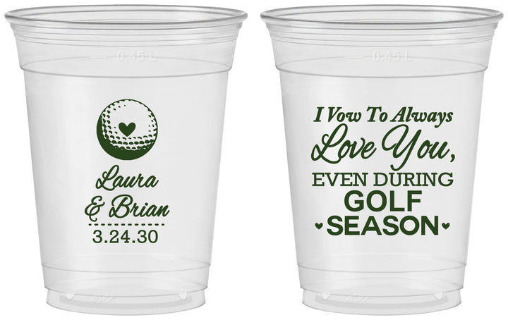 Custom Wedding 16 oz Soft Sided Clear Cups - Golf | 305