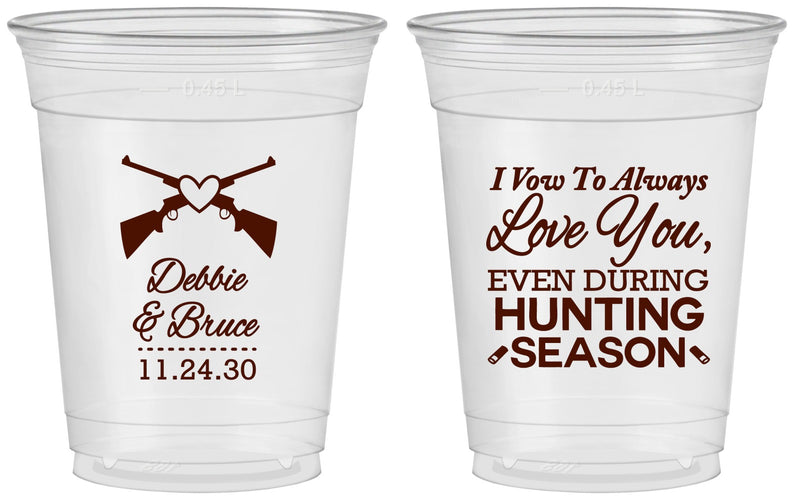 Custom Wedding 16 oz Soft Sided Clear Cups - Hunting | 308