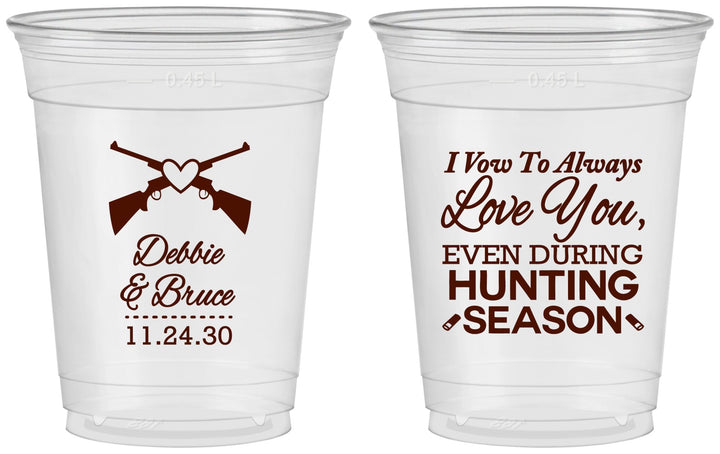 Custom Wedding 16 oz Soft Sided Clear Cups - Hunting | 308