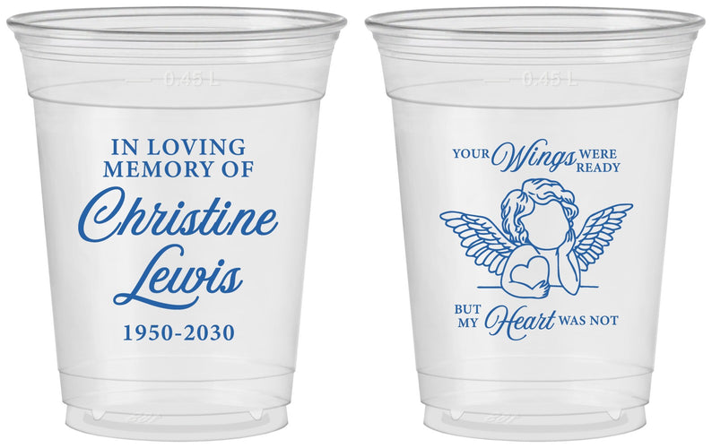 Custom Memorial 16 oz Soft Sided Clear Cups - In Loving Memory | 310000