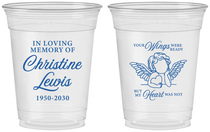 Custom Memorial 16 oz Soft Sided Clear Cups - In Loving Memory | 310000