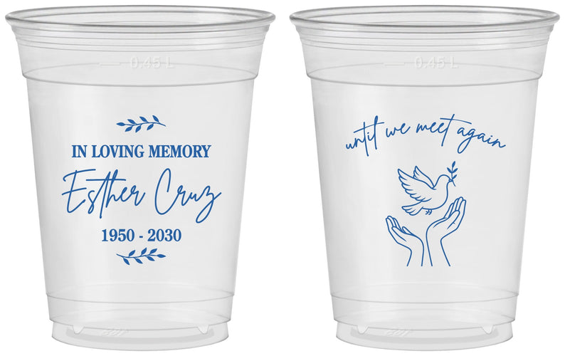 Custom Memorial 16 oz Soft Sided Clear Cups - In Loving Memory | 310004