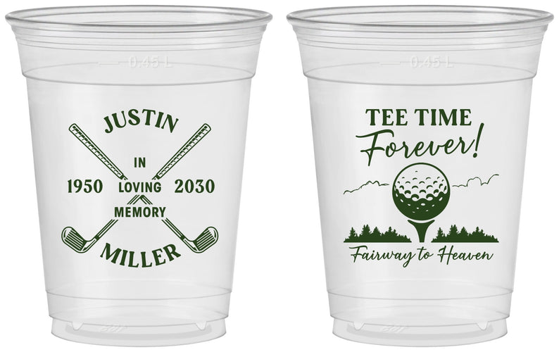 Custom Memorial 16 oz Soft Sided Clear Cups - Fairway To Heavens | 310007
