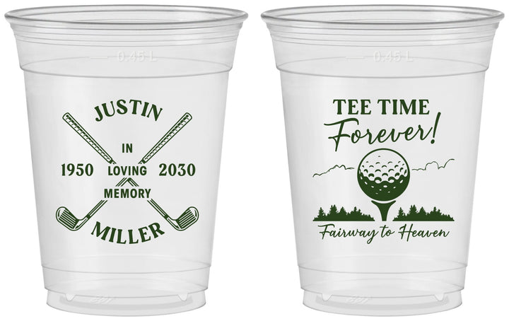 Custom Memorial 16 oz Soft Sided Clear Cups - Fairway To Heavens | 310007