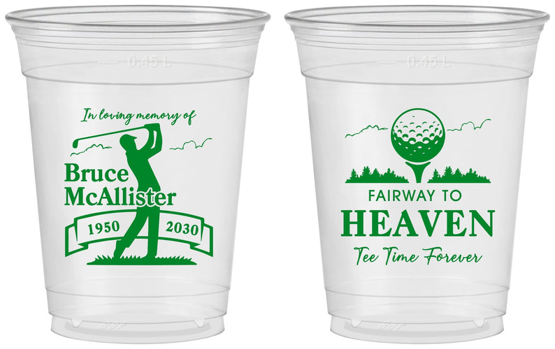 Custom Memorial 16 oz Soft Sided Clear Cups - Fairway To Heavens | 310008