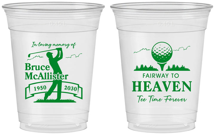 Custom Memorial 16 oz Soft Sided Clear Cups - Fairway To Heavens | 310008