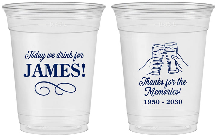 Custom Memorial 16 oz Soft Sided Clear Cups - Thanks For The Memories | 310011