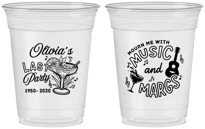 Custom Memorial 16 oz Soft Sided Clear Cups - Mourn Me With Music | 310012
