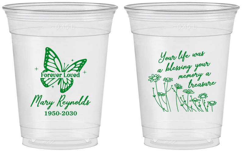 Custom Memorial 16 oz Soft Sided Clear Cups - Forever Loved | 310013