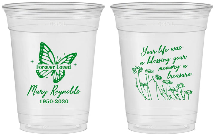 Custom Memorial 16 oz Soft Sided Clear Cups - Forever Loved | 310013