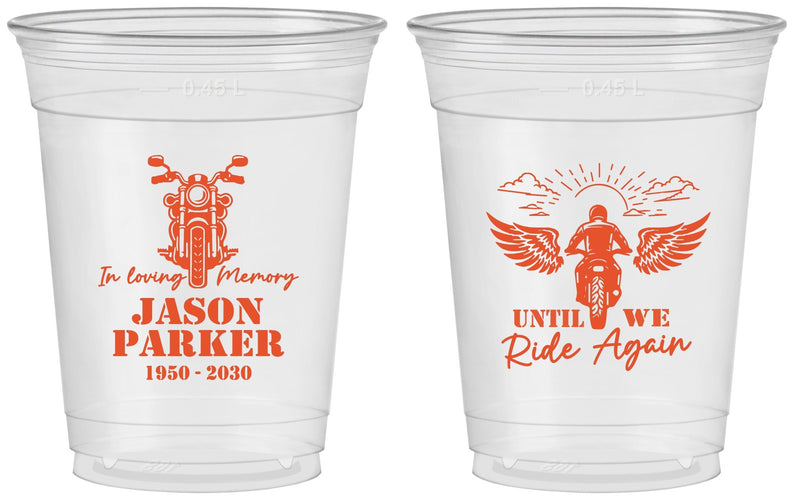 Custom Memorial 16 oz Soft Sided Clear Cups - Until We Ride Again | 310016