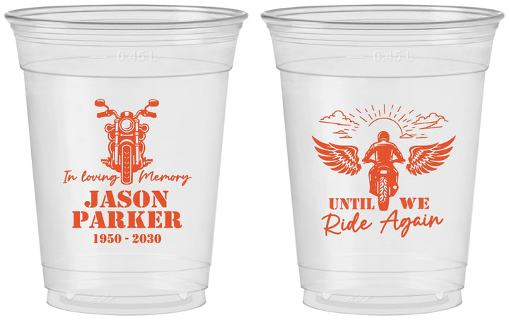 Custom Memorial 16 oz Soft Sided Clear Cups - Until We Ride Again | 310016