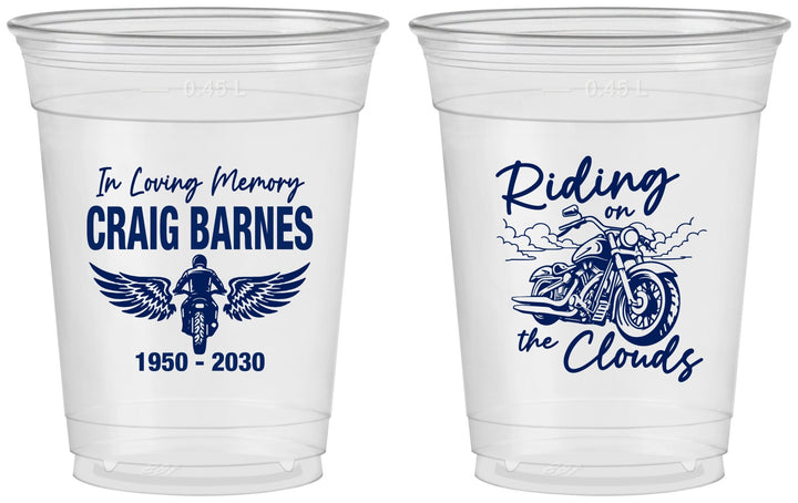 Custom Memorial 16 oz Soft Sided Clear Cups - Riding On The Clouds | 310017