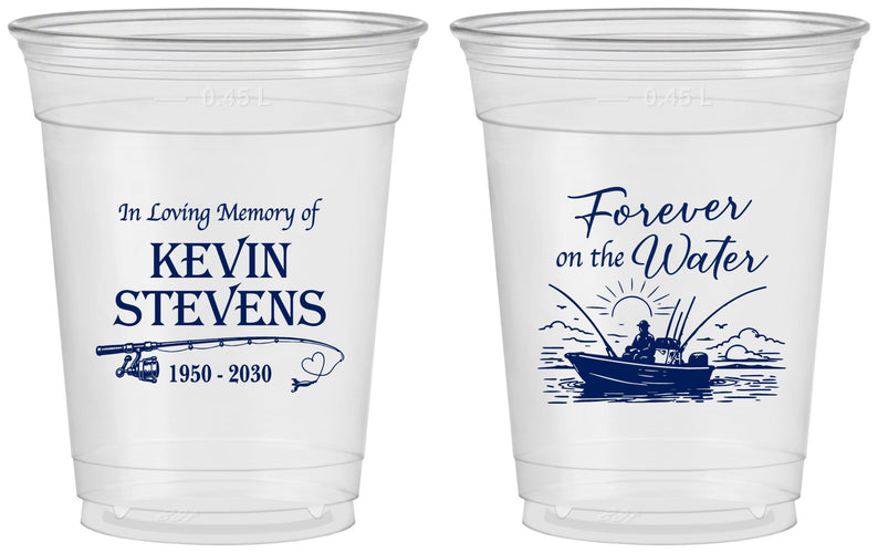 Custom Memorial 16 oz Soft Sided Clear Cups - Forever On The Water | 310019