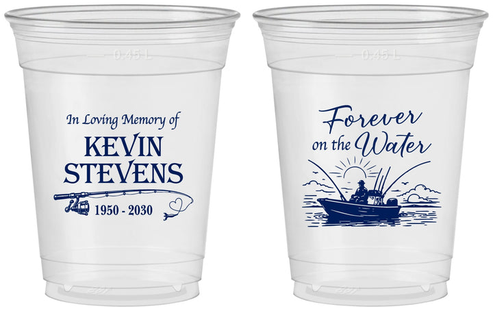 Custom Memorial 16 oz Soft Sided Clear Cups - Forever On The Water | 310019