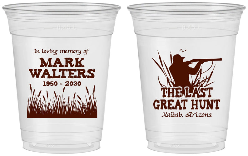 Custom Memorial 16 oz Soft Sided Clear Cups - The Last Great Hunt | 310020