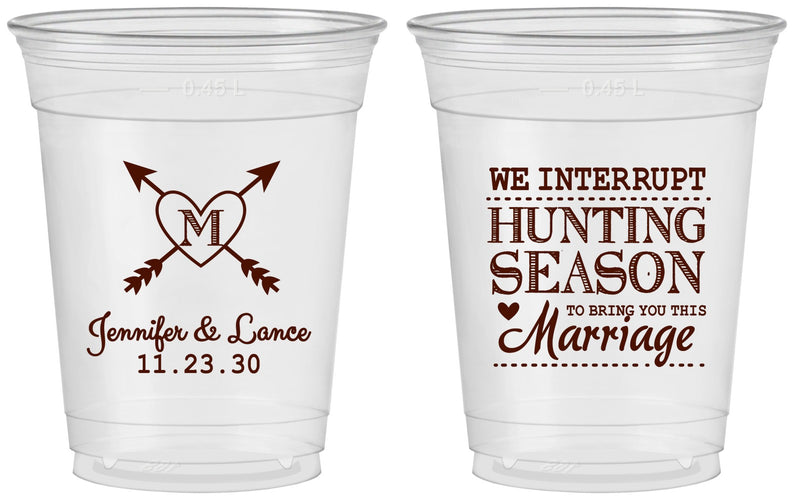 Custom Wedding 16 oz Soft Sided Clear Cups - We Interrupt Season | 318