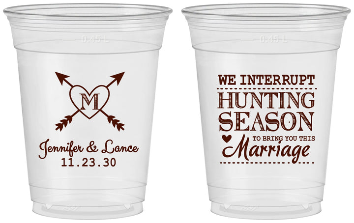 Custom Wedding 16 oz Soft Sided Clear Cups - We Interrupt Season | 318