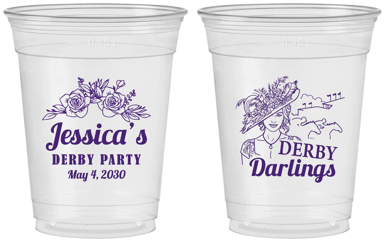 Custom Derby Day 16 oz Soft Sided Clear Cups - Derby Darlins | 320004