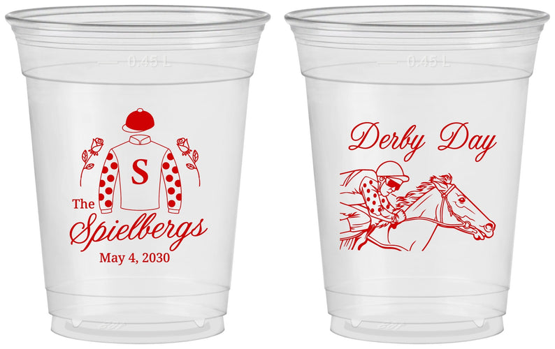 Custom Derby Day 16 oz Soft Sided Clear Cups - Horses | 320007