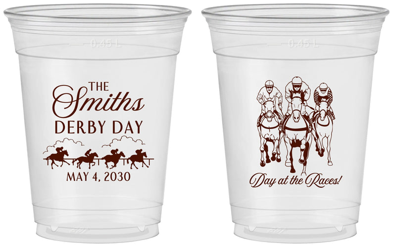 Custom Derby Day 16 oz Soft Sided Clear Cups - Day At The Races | 320009