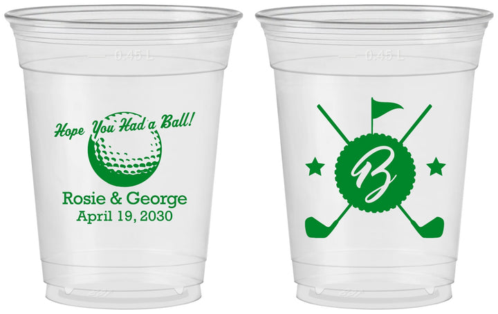 Custom Wedding 16 oz Soft Sided Clear Cups - Golf | 325