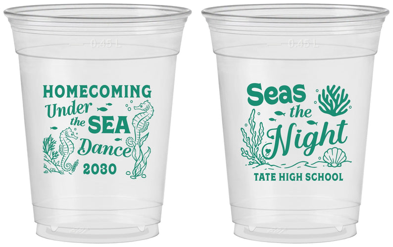 Custom Homecoming 16 oz Soft Sided Clear Cups - Under The Sea Dance | 330001