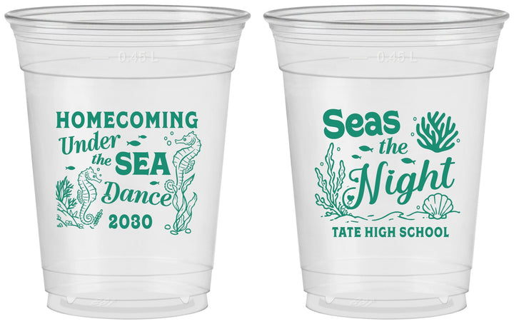 Custom Homecoming 16 oz Soft Sided Clear Cups - Under The Sea Dance | 330001