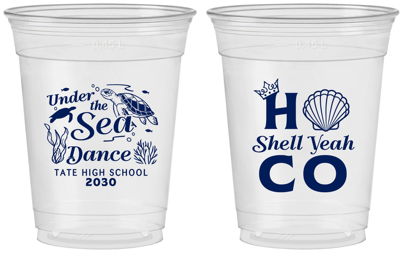 Custom Homecoming 16 oz Soft Sided Clear Cups - Hoco Under The Sea | 330003