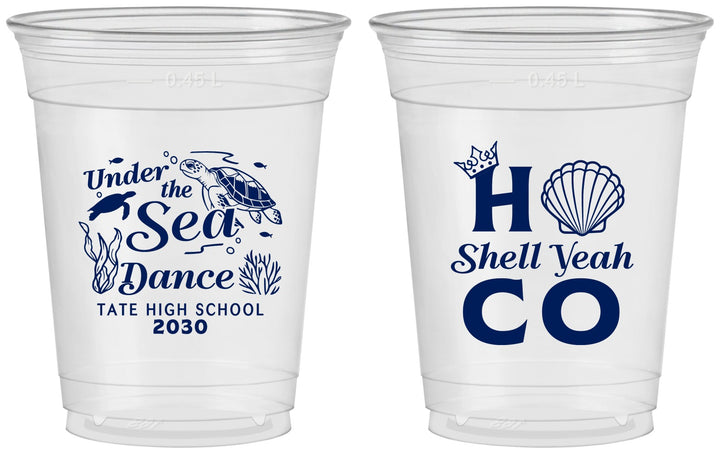 Custom Homecoming 16 oz Soft Sided Clear Cups - Hoco Under The Sea | 330003