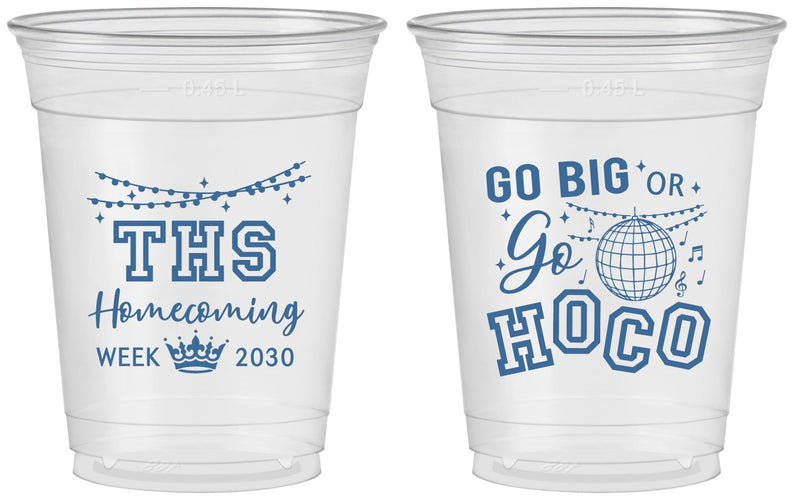 Custom Homecoming 16 oz Soft Sided Clear Cups - Big Or Go Hoco | 330004
