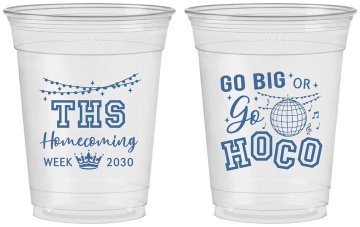 Custom Homecoming 16 oz Soft Sided Clear Cups - Big Or Go Hoco | 330004