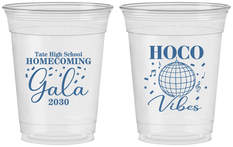 Custom Homecoming 16 oz Soft Sided Clear Cups - Hoco Vibes | 330006